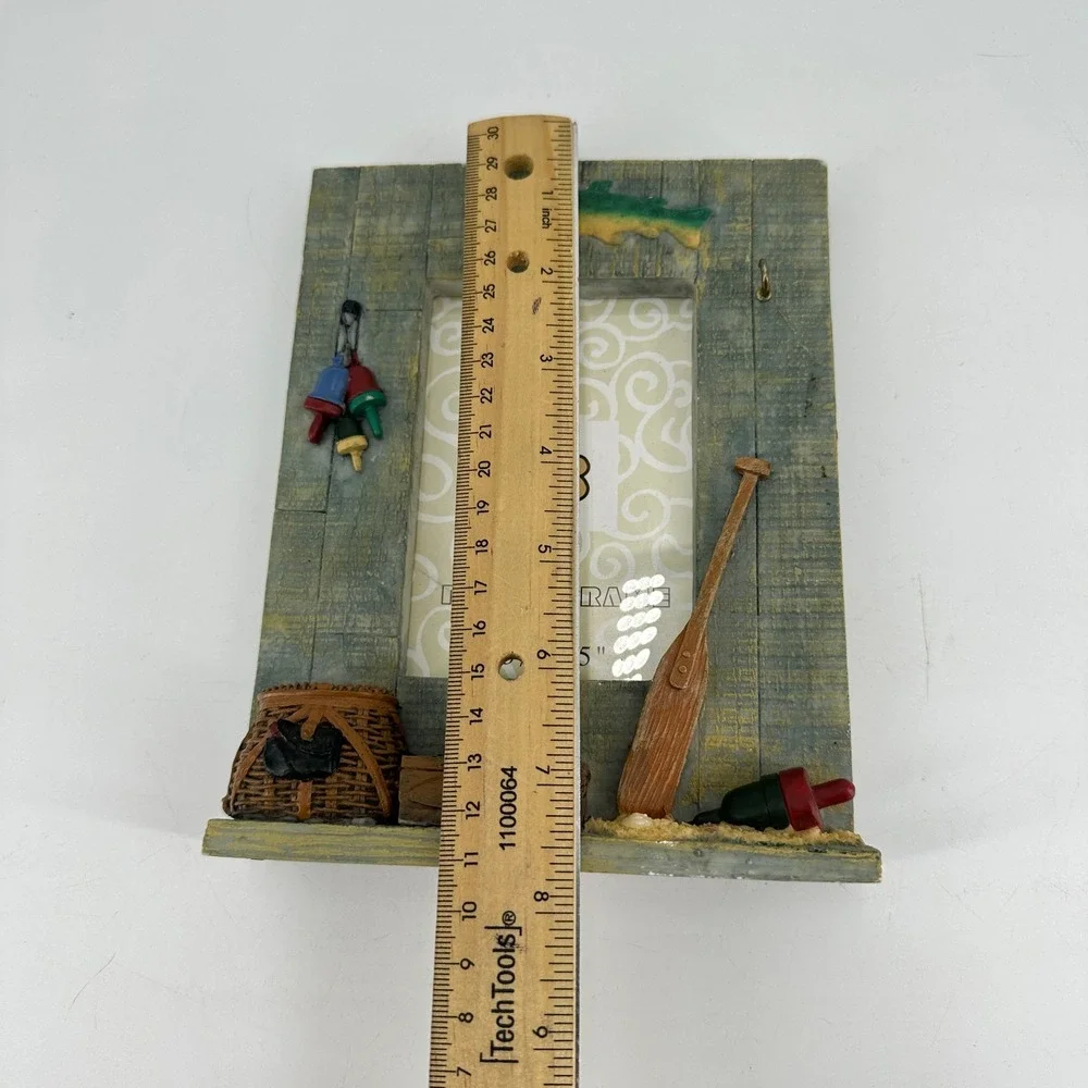 Rustic Fishing Lake House 3D Resin Photo Frame 3.5x5 Cabin Lodge Decor